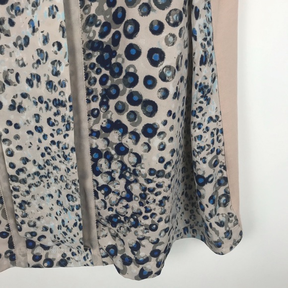 Ann Taylor Sleeveless Blue Pleated Dot Print Blouse Tank Top XL - Picture 7 of 8